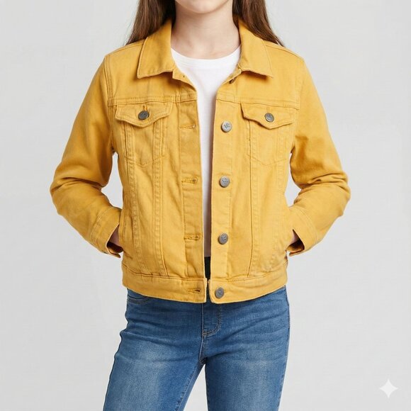 Kidpik Girls Mustard Yellow Denim Jacket Size M (10) - Picture 1 of 12